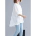 Art White Cotton Top Silhouette Low High Design Midi Summer Half Sleeve Shirt