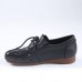 Simple Lace Up Flat Feet Shoes Black Cowhide Leather Hollow Out Penny Loafers