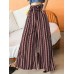 Bohemia Geometric Print High Waist Belted Zipper Wide Leg Pants For Women