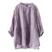 Plus Size Purple Embroideried Loose Fall Three Quarter sleeve Top