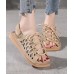 2021 Chocolate Lace Up Flat Sandals Cowhide Leather