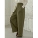 Women Casual Basic Solid Color Loose Wide Leg Pants With Pocket