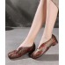 Chocolate Hollow Out Flat Embossed Shoes For Women