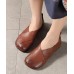 Brown Flat Shoes Cowhide Leather Chic Flats