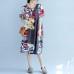 New prints Midi-length cotton dress casual cotton clothing Fine short sleeve o neck cotton dress